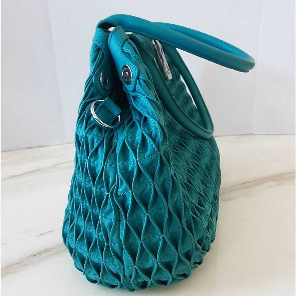J HAWKENS LTD Teal 100% Leather Quilted Crossbody | Handbag NWOT